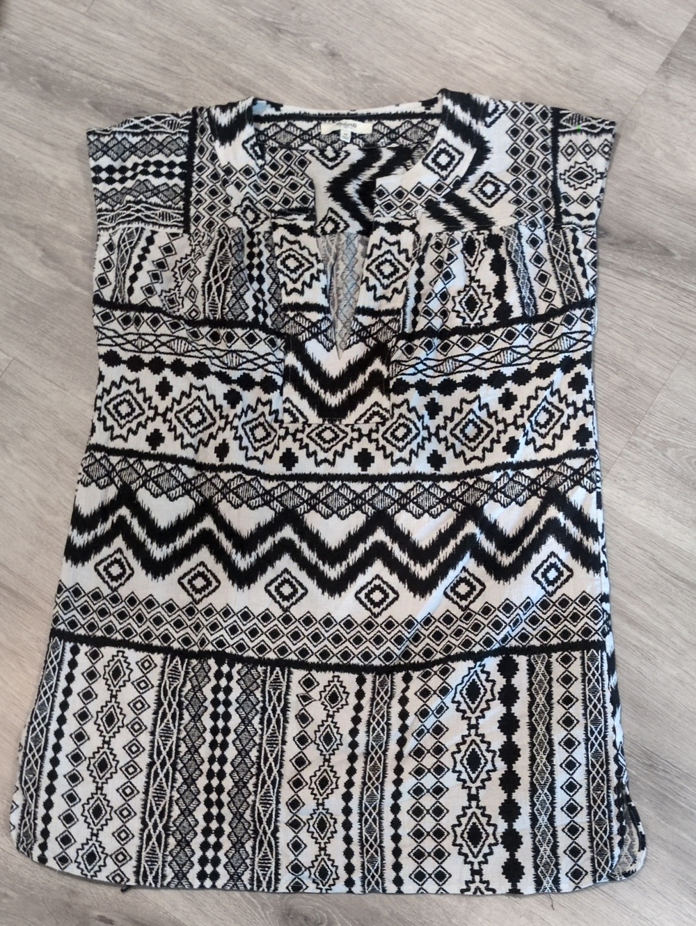 Madewell Black and White Geometric Print Tunic Women's Medium